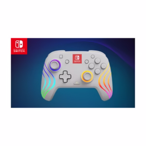 PDP Afterglow Wave Wireless Motion Plus Controller for Nintendo Switch in White, RGB lighting active