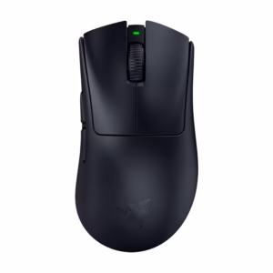 Razer DeathAdder V4 Pro Wireless Gaming Mouse Black top view with green status LED