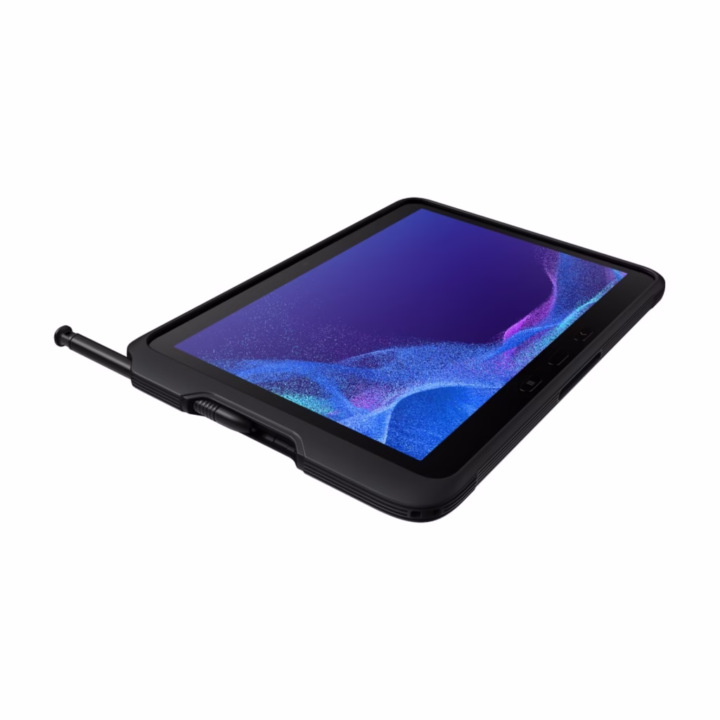 Samsung Galaxy Tab Active4 Pro 5G 64GB rugged tablet 3/4 angle, S Pen attached