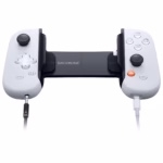 Backbone One PlayStation Edition Lightning 2nd Gen controller showing 3.5mm headset jack and Lightning pass through charging