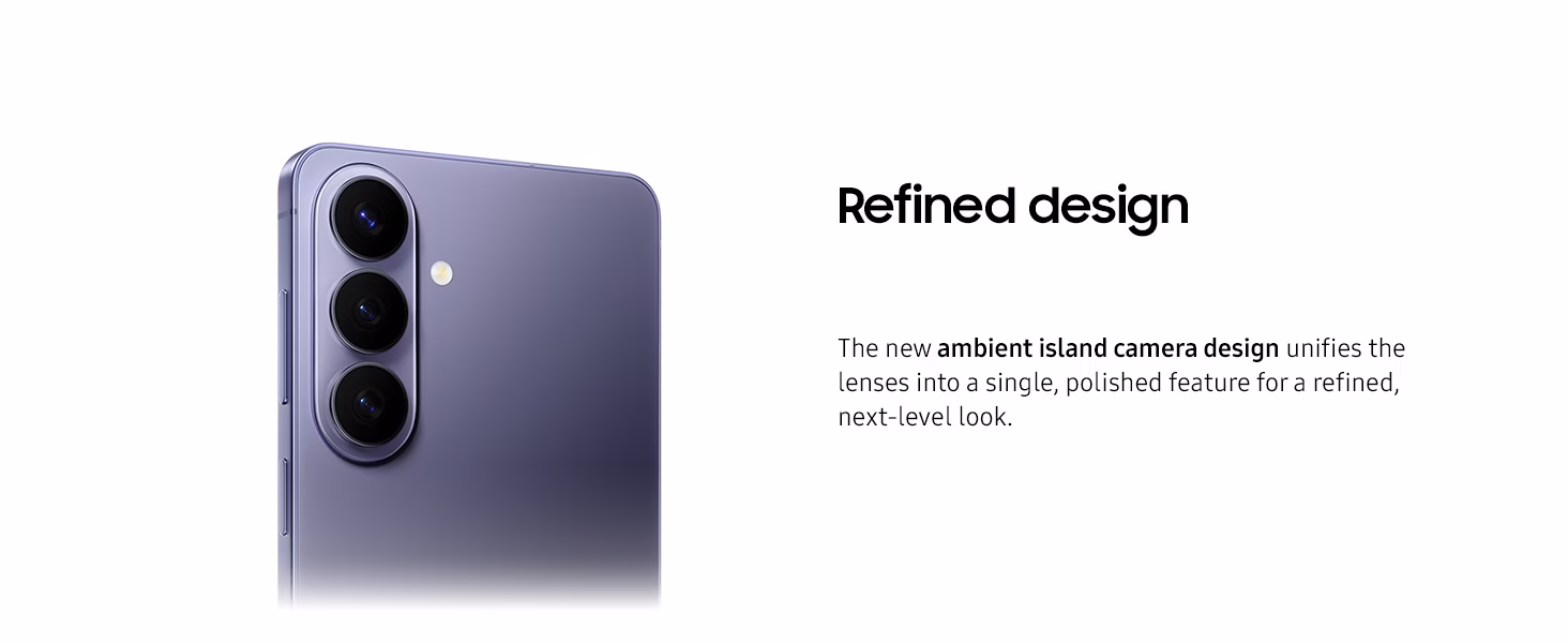 Samsung Galaxy S26+ refined design with ambient island camera