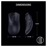 Razer DeathAdder V4 Pro mouse dimensions 5.0 x 2.67 x 1.73 inches ergonomic right-handed shape