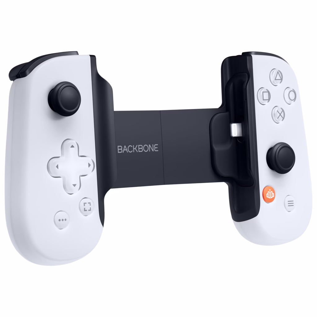 Backbone One PlayStation Edition Lightning 2nd Gen controller 3 quarter angle view