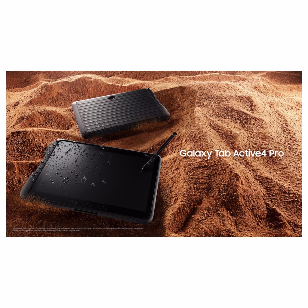 Samsung Galaxy Tab Active4 Pro 5G 64GB tablet, IP68 rugged design in field environment