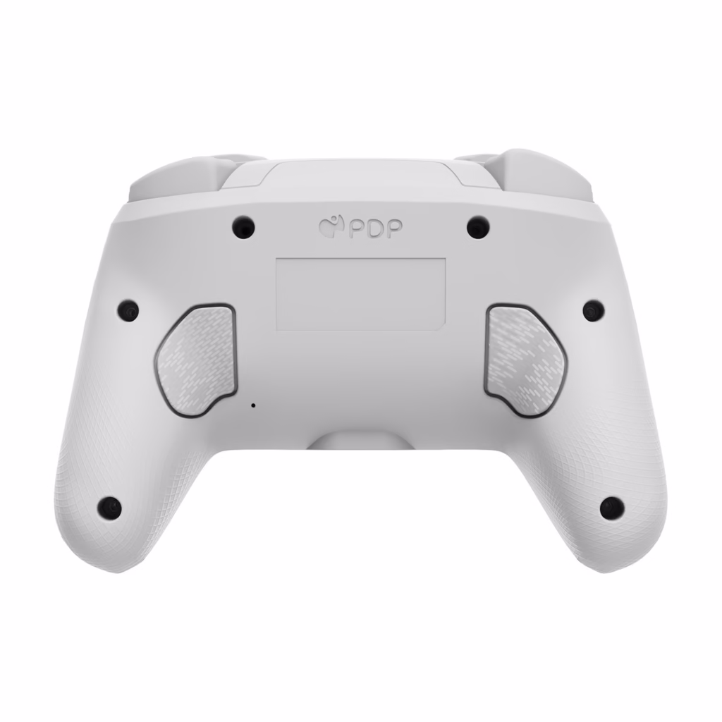 PDP Afterglow Wave Wireless Motion Plus Controller White, back view showing two programmable paddle buttons