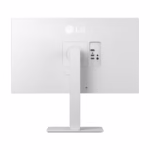LG UltraFine 27US550-W rear view showing LG logo, height-adjustable stand, and rear ports