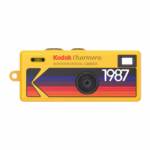 Kodak Charmera keychain digital camera, yellow 1987 design, front view
