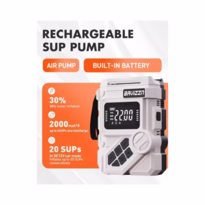 BAVIZZN 59.2Wh Rechargeable Electric SUP Pump - 22PSI Paddle Board Inflator with LCD, Auto-Off & Dual Power - Brand New
