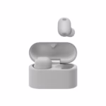 Sony WF-1000XM6 wireless earbuds in Platinum Silver with open charging case
