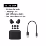 Sony WF-1000XM6 in the box with earbuds, case, USB-C cable and ear tips