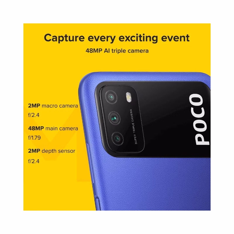 Xiaomi Poco M3 Dual Sim, Cool Blue, 4GB/128GB Unlocked Smartphone, International Model - Open Box - Image 4