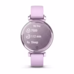 Garmin Lily 2 Sport Lilac smartwatch displaying the My Day health stats screen