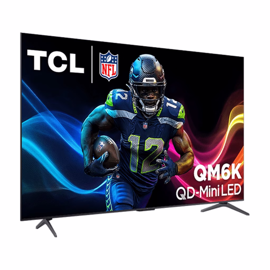 TCL 65QM67K QM6K Series 4K QD-Mini LED TV, angled three-quarter view
