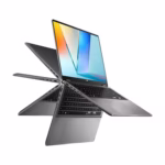 ASUS Vivobook 16 Flip 360-degree convertible shown in laptop, tent, stand and tablet modes