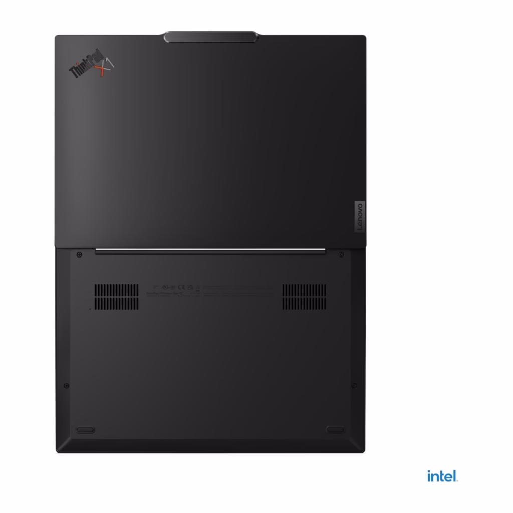 ThinkPad X1 Carbon Gen 13 lid and underside view with cooling vents and model label