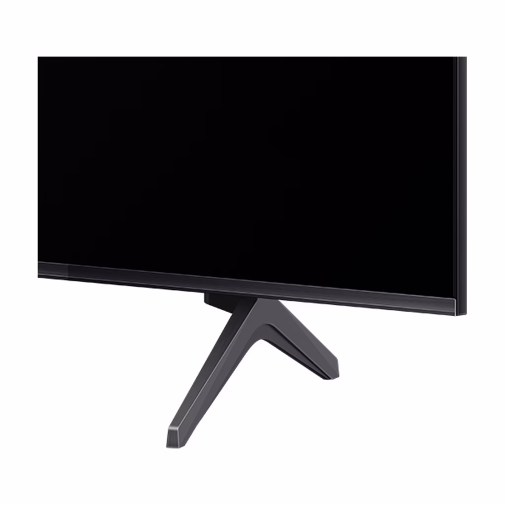 TCL 65QM67K 4K TV pedestal stand and slim bezel detail