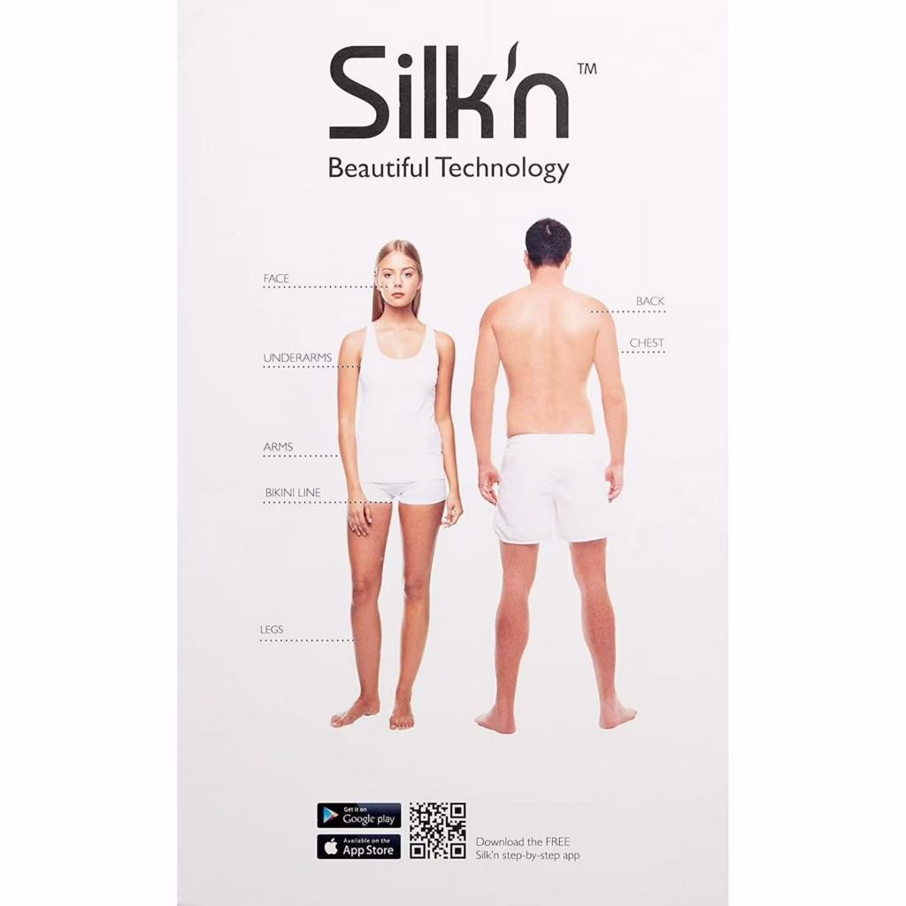 Silk'n Flash & Go Pro IPL hair removal device treatment areas