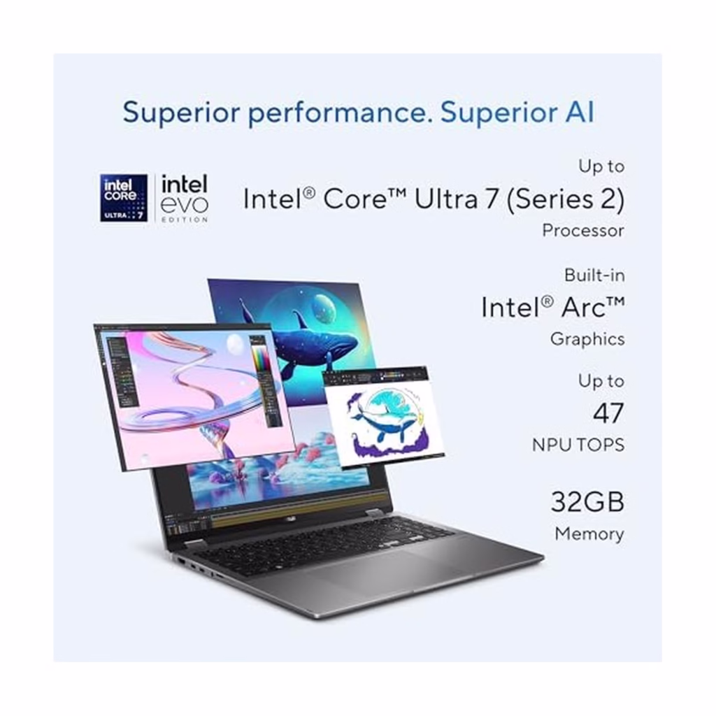 Vivobook 16 Flip with Intel Core Ultra 7 Series 2, Intel Arc graphics, 47 TOPS NPU and 32GB memory